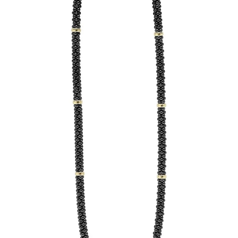 Lagos Black Caviar' Station Rope Necklace